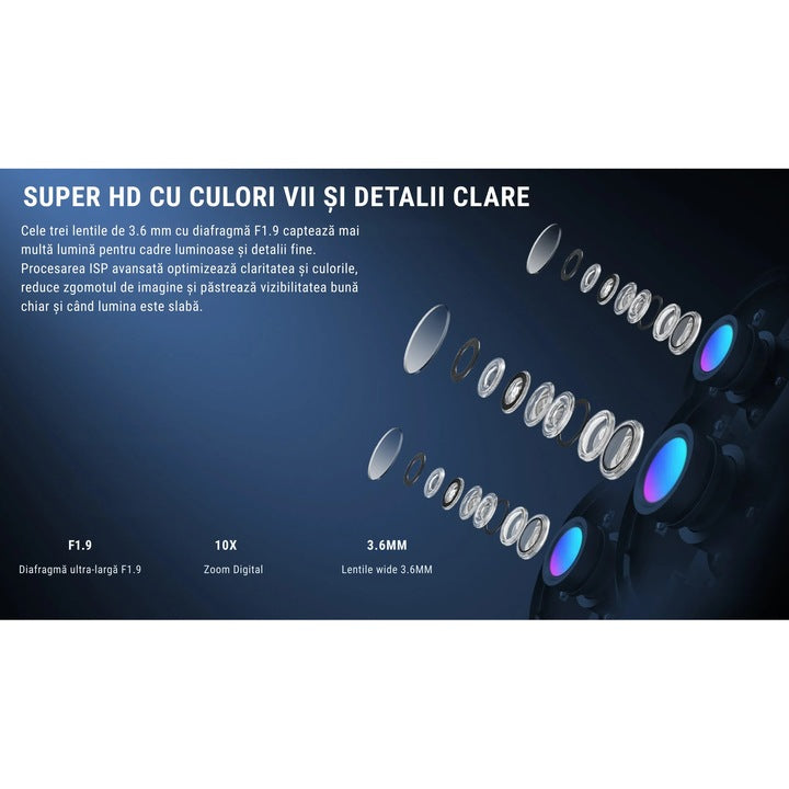 Camera de Securitate Exterior 360, 3MP WiFi, 3 Lentile, A-166-9