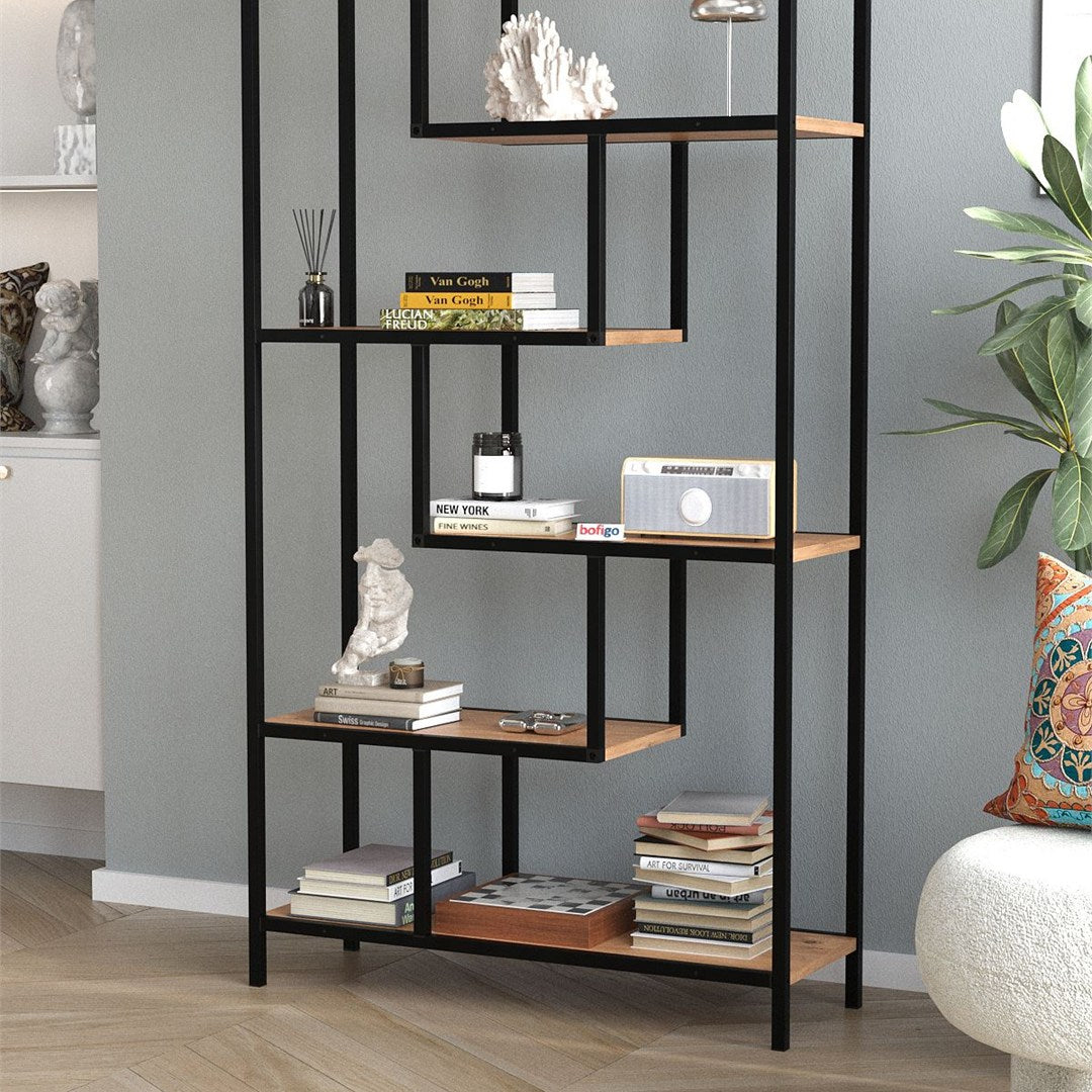 Biblioteca Larissa clasica cu rafturi multiple etajera carti 80 x — Confort Practic Pentru Casa Ta