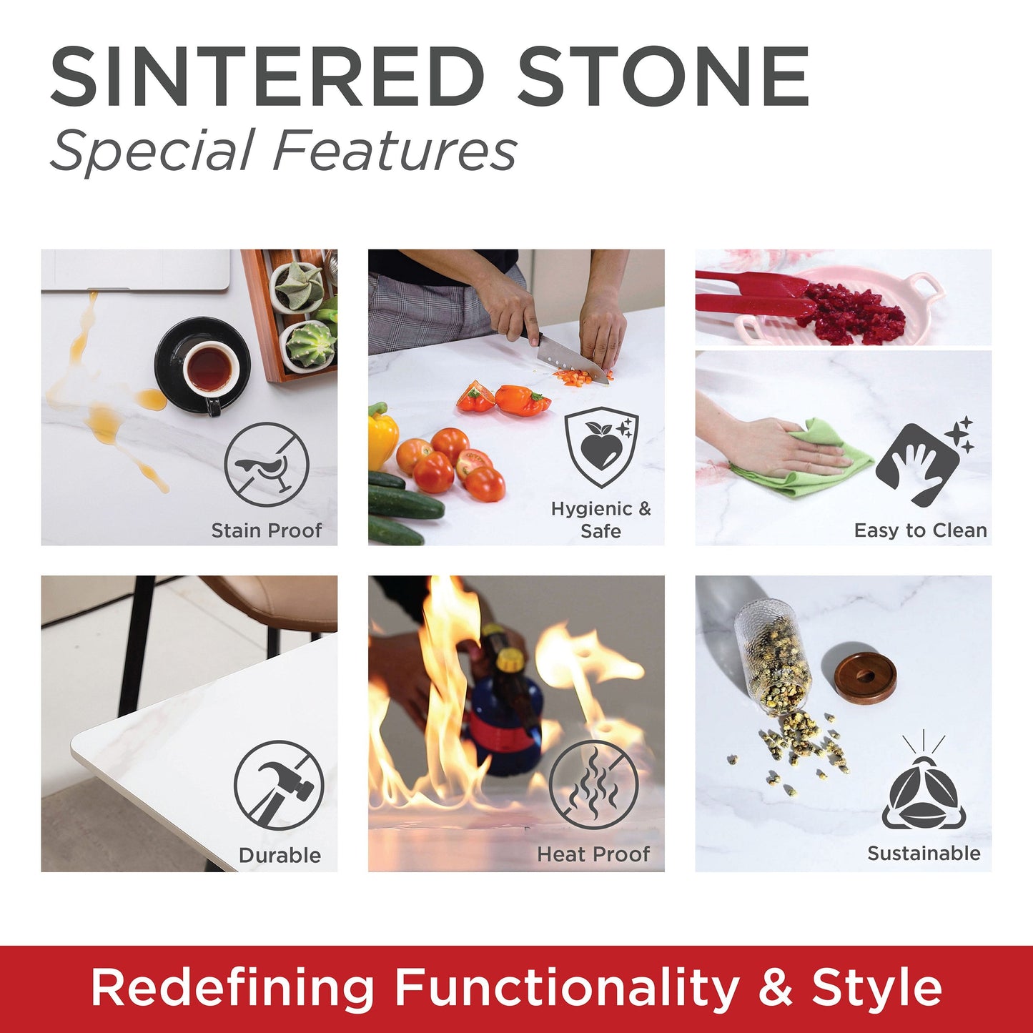Masă de dining moderna din piatra sinterizata — Confort Practic Pentru Casa Ta
