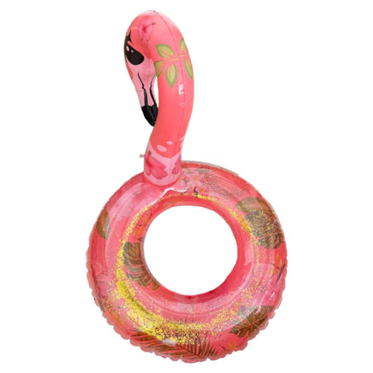 Colac de Înot Flamingo Auriu, 70-90 cm, cu Sclipici, pentru Copii și Adulți