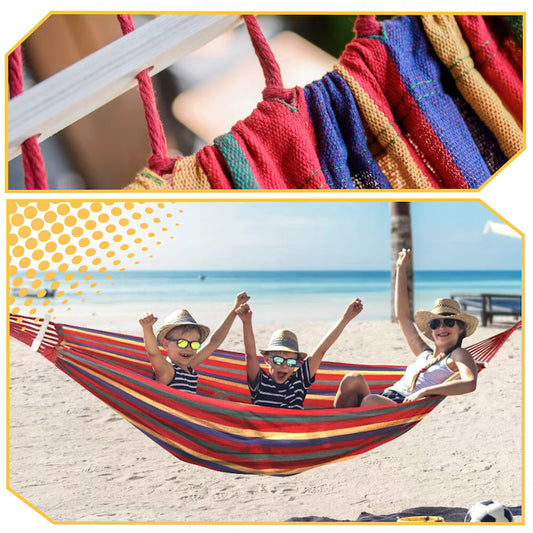 Hamac 200x150 cm cu Bare de Lemn, Confort Sporit pentru Gradina si Terasa, M-113
