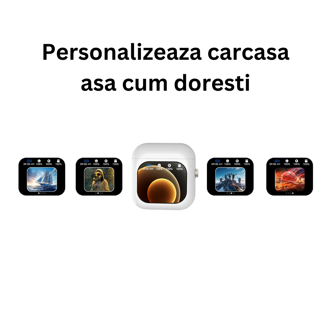 Casti Wireless Bluetooth cu Control Touch si Ecran LCD 2.01 — Utilitate Smart Zi de Zi