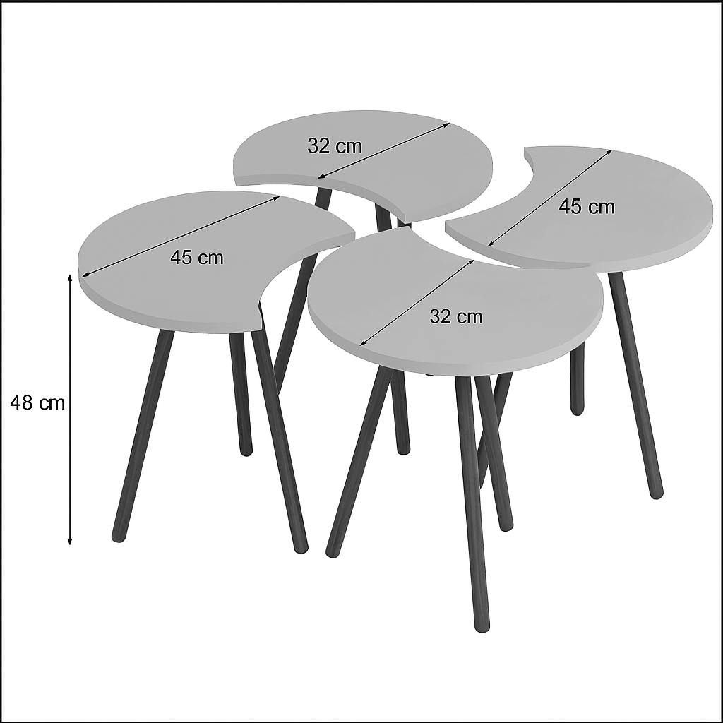 Set 4 Masute multifunctionale 48 x 77 x 77 cm — Confort Practic Pentru Casa Ta