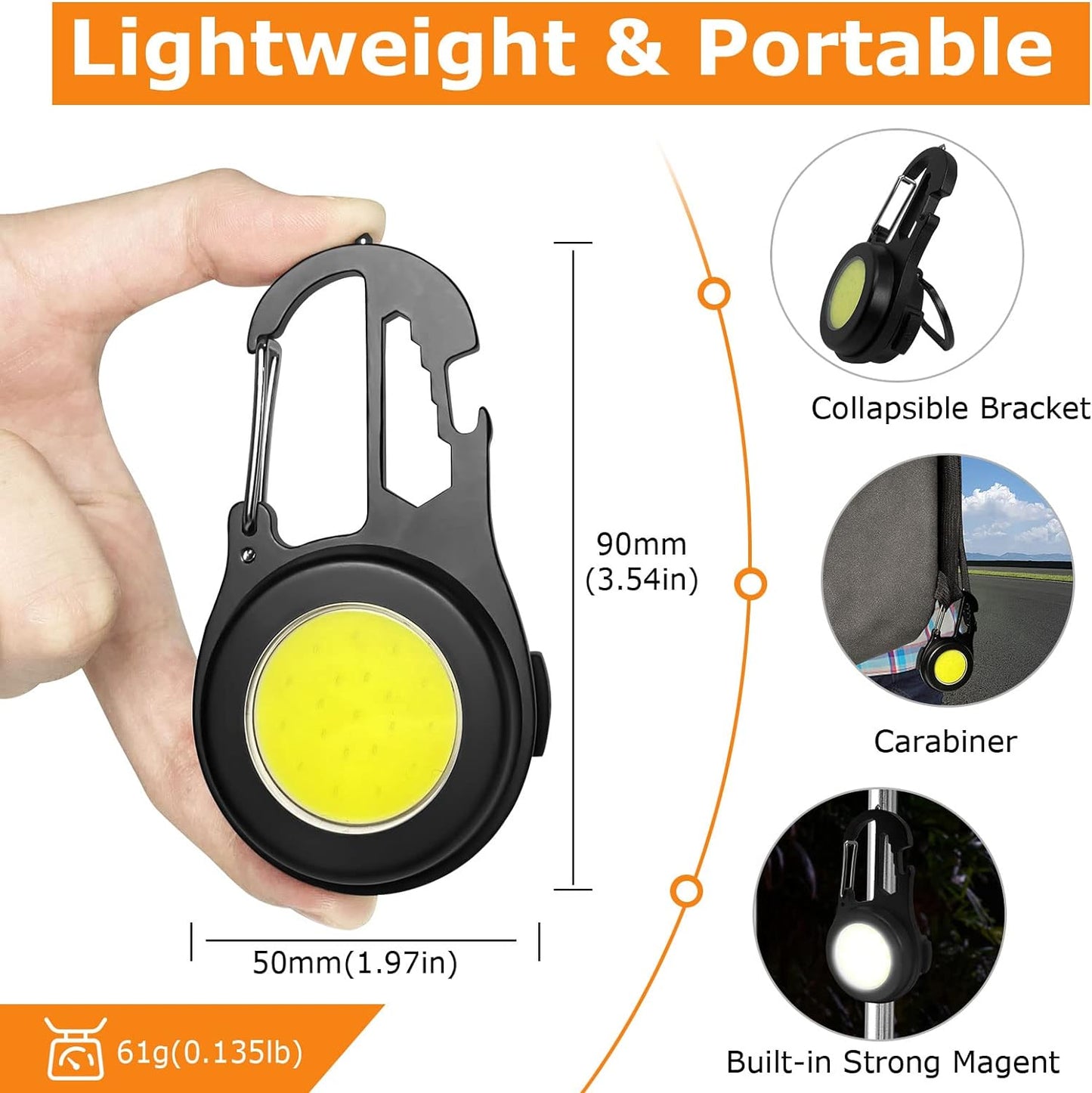 Breloc cu lanterna Q D910 LED COB multifunctional — Utilitate Smart Zi de Zi
