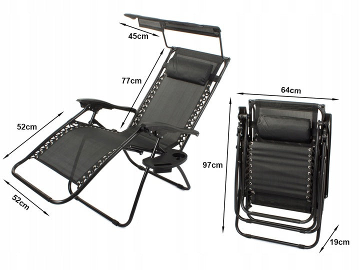 Scaun sezlong rabatabil cu parasolar 122x64x97 cm – pernuta — Mai Mult Confort Oriunde