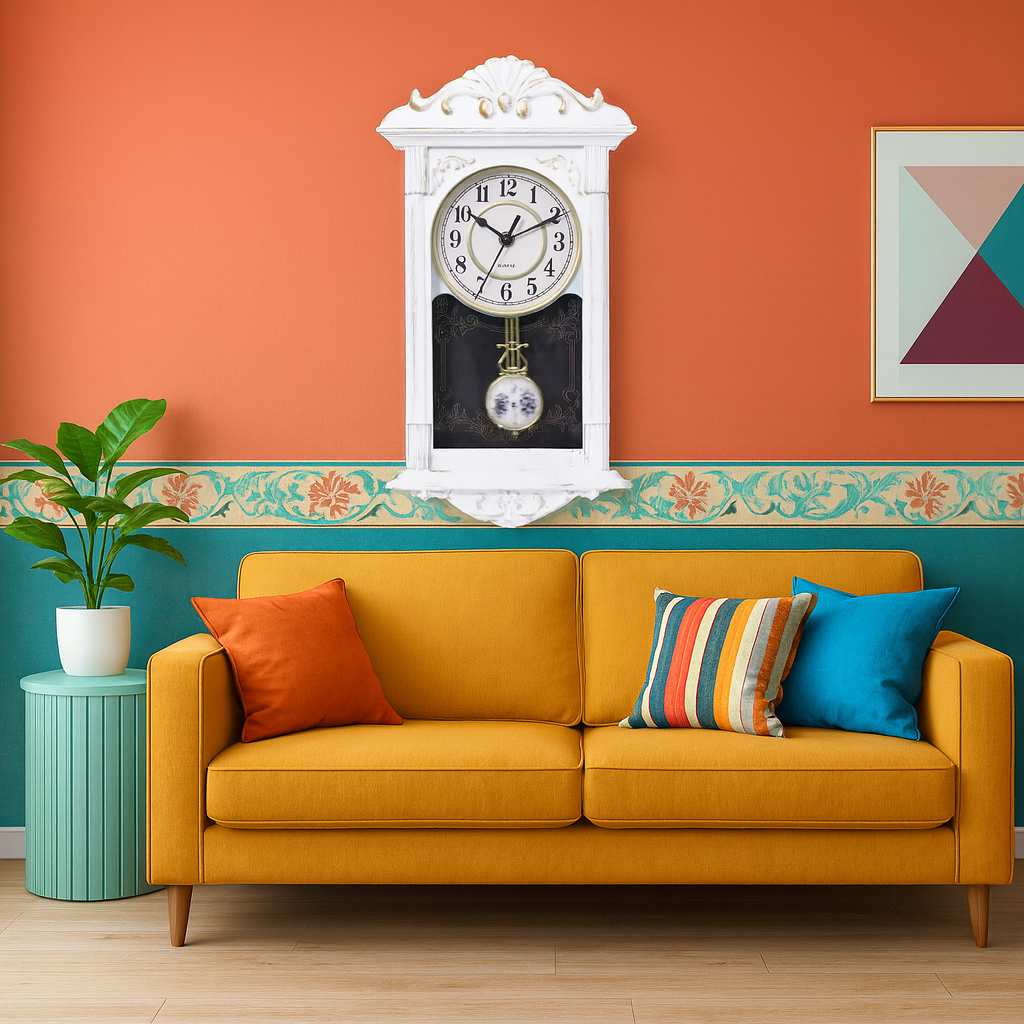 Ceas de perete vintage cu pendul 41 cm x 22 — Confort Practic Pentru Casa Ta