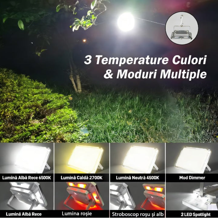 Proiector LED cu Panou Solar pentru Exterior, A-119-82