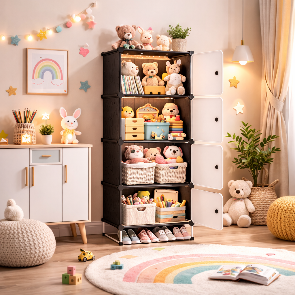 Organizator depozitare 4 compartimente 42x36x136 cm Alb — Confort Practic Pentru Casa Ta