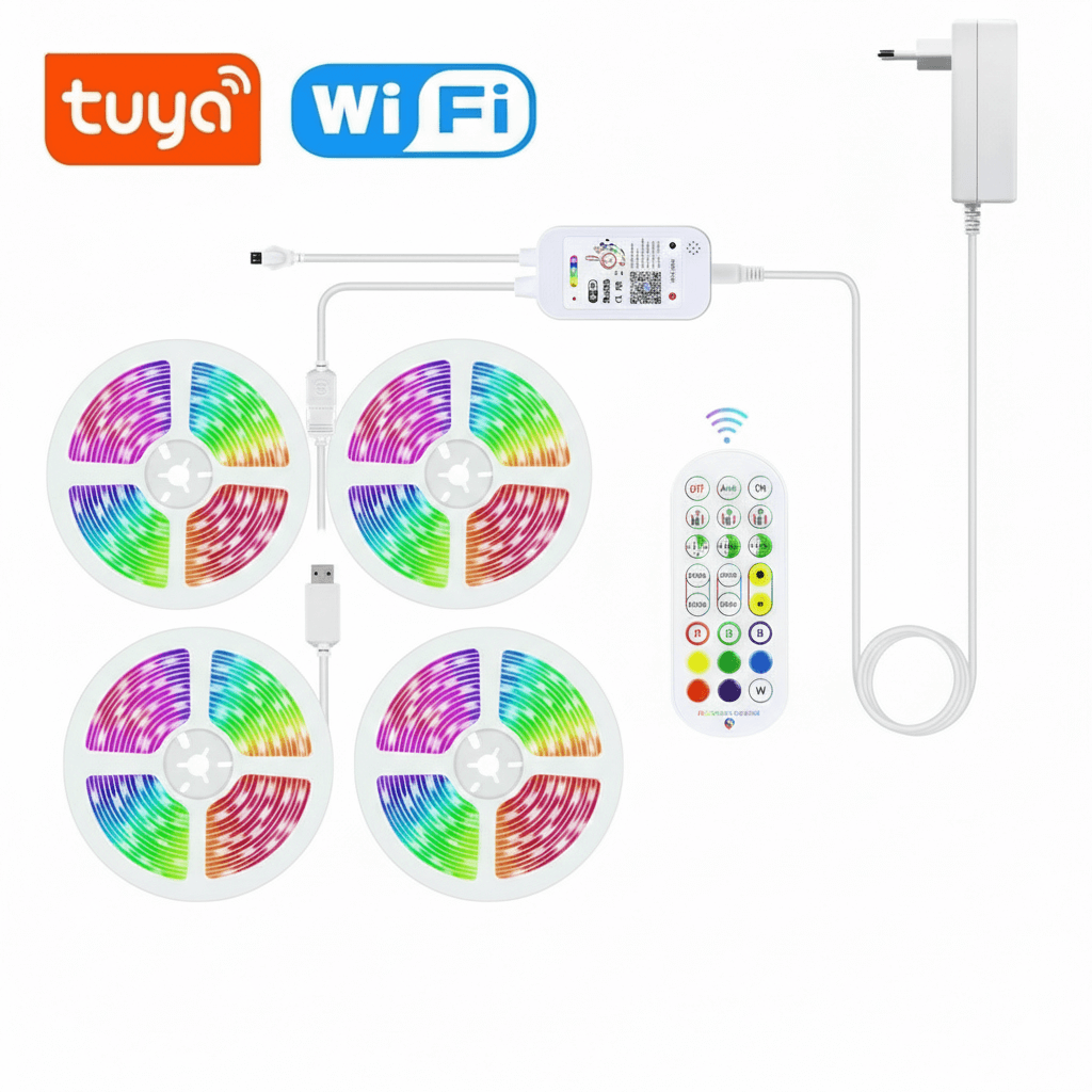Kit Bandă LED RGB Smart 24V, 40 m, Wi-Fi Tuya și Control Vocal, CLS-IL046
