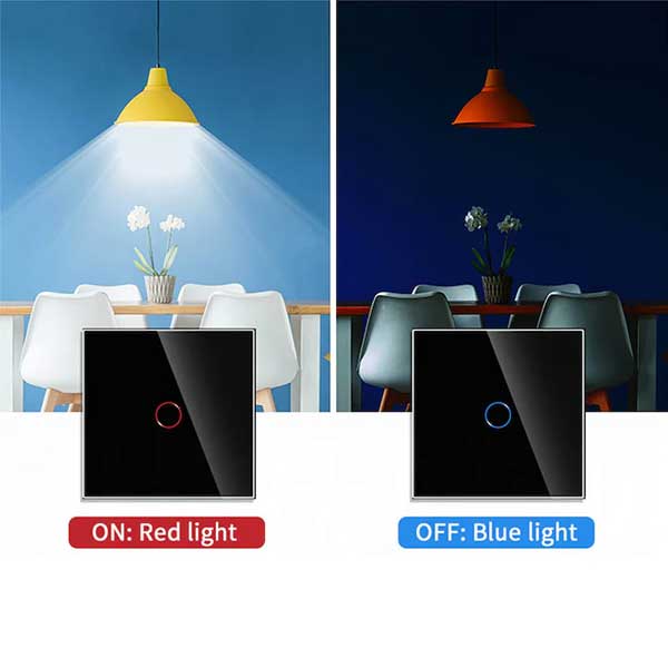 Întrerupător Touch Dublu Negru din Sticlă, LED, Design Modern, CLS-SM014