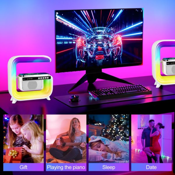Ceas Digital RGB cu Boxă Bluetooth & Încărcare Wireless 15W, CLS-IL091