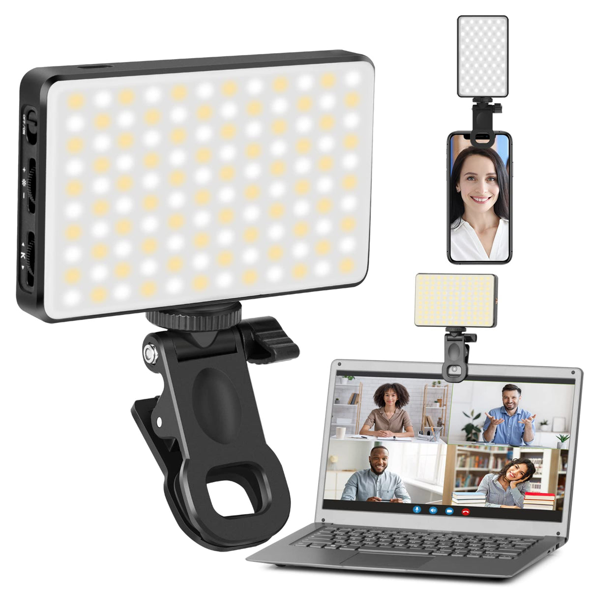 Lampa LED Video Conferinta si Vlog, Portabila, Baterie 3000mAh, 2500K-9000K, 120 LED-uri, CRI 95+ – CLS-IL094 | EsentaCasei