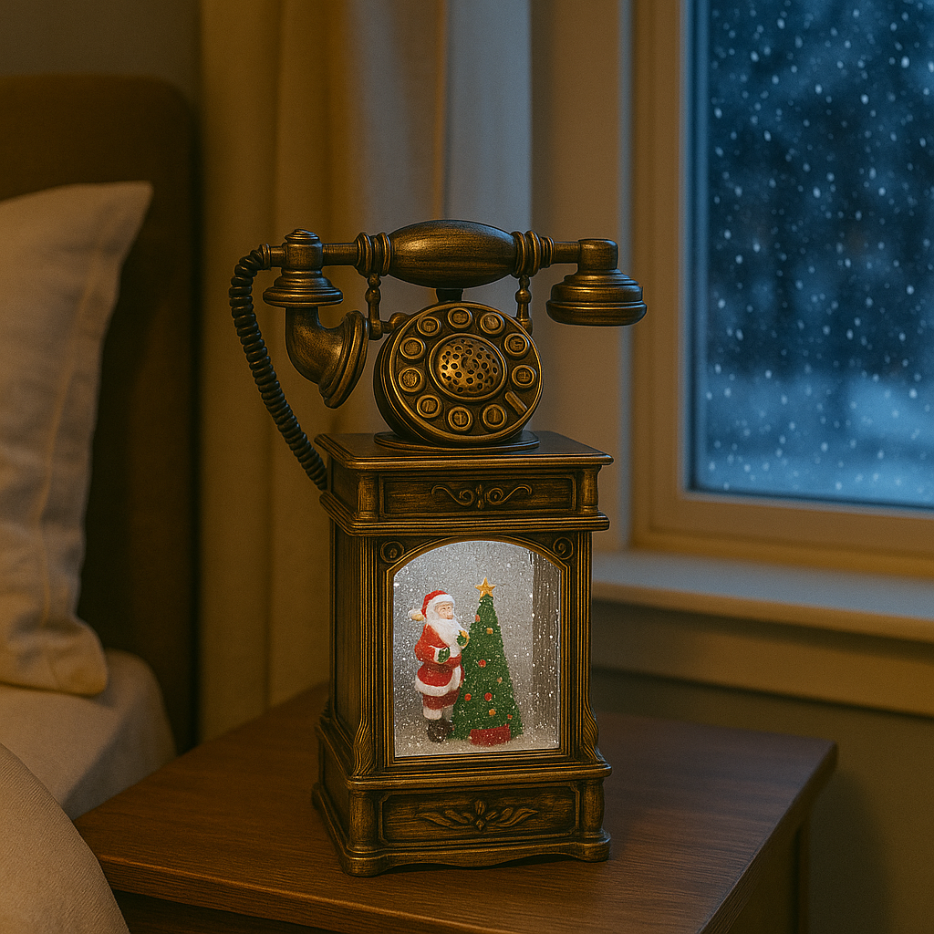 Decoratiune premium Nostalgic Phone lumina LED si zapada in miscare — Ambient Modern Pentru Acasă