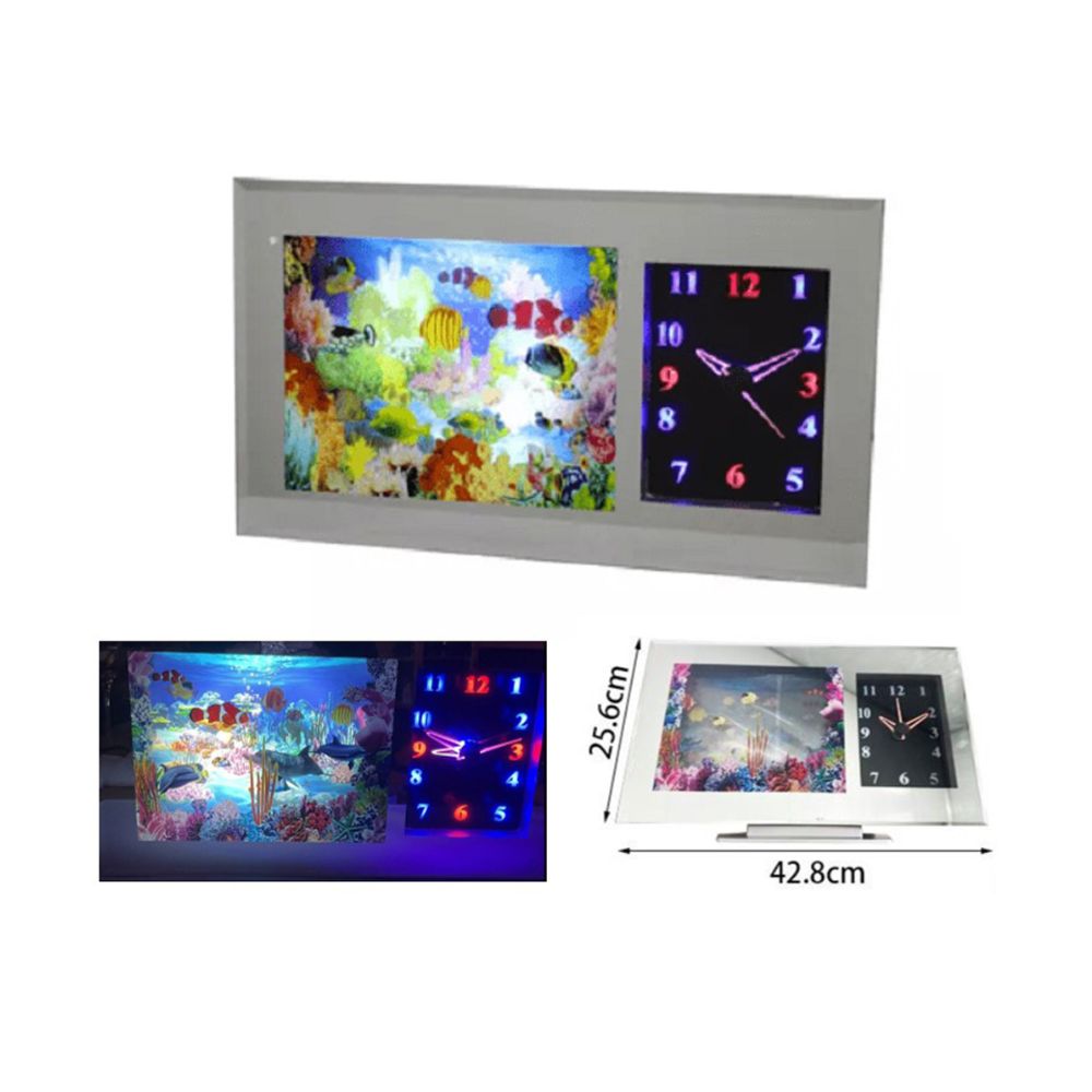 Ceas LED decorativ cu acvariu animat si pesti colorati in — Confort Practic Pentru Casa Ta