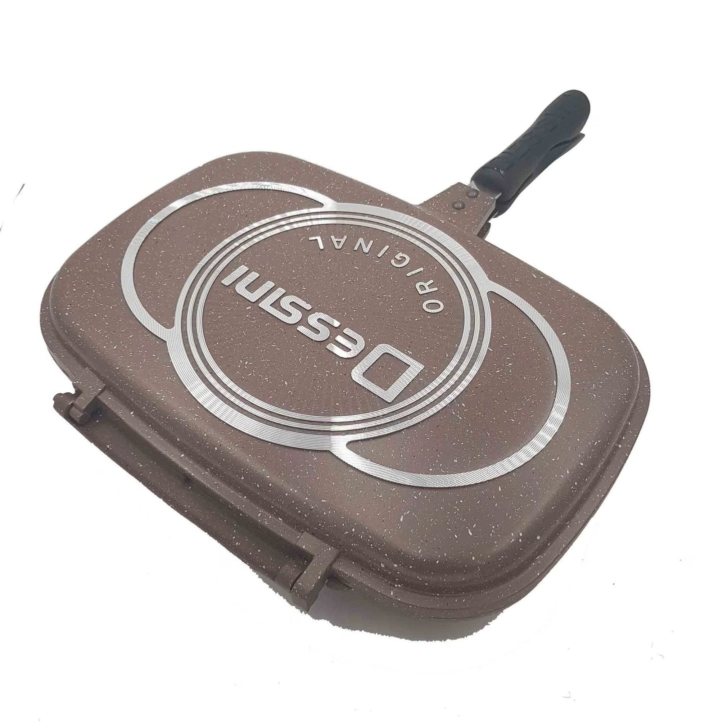 Tigaie Dublă Grill Dessini 36 cm cu Interior Antiaderent și Garnitură Silicon, A-127-35