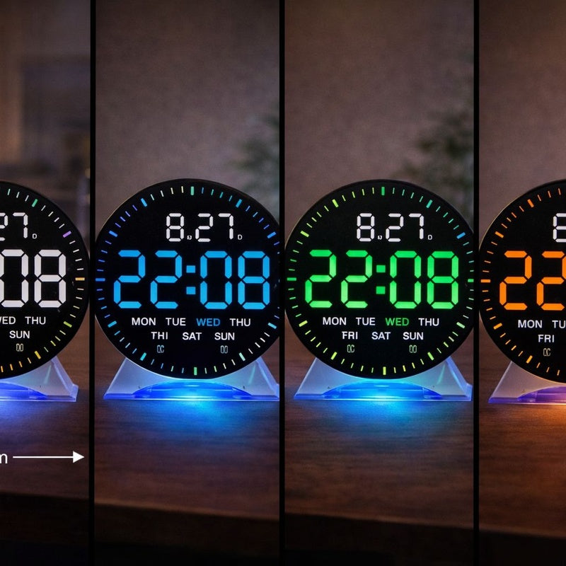Ceas digital LED inteligent cu calendar complet alarma si iluminare — Confort Practic Pentru Casa