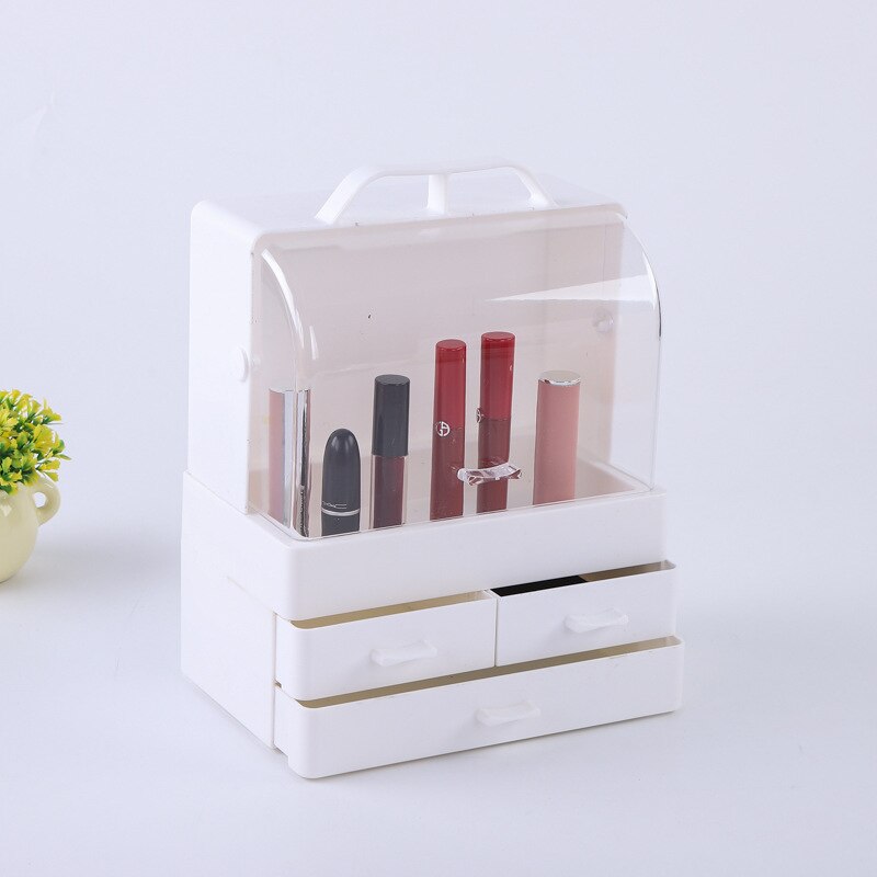 Organizator Cosmetice cu Capac Glisant Transparent si 3 Sertare — Confort Personal Zi de Zi