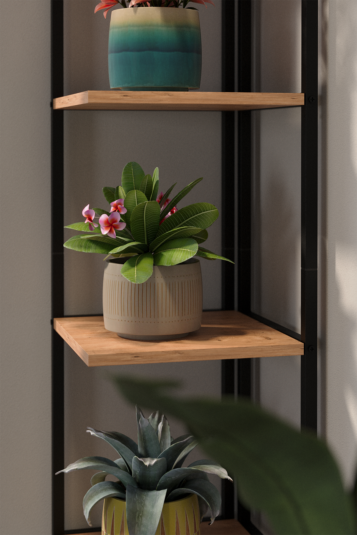 Biblioteca de colt Selanik cu 5 nivele etajera colt 60 — Confort Practic Pentru Casa Ta