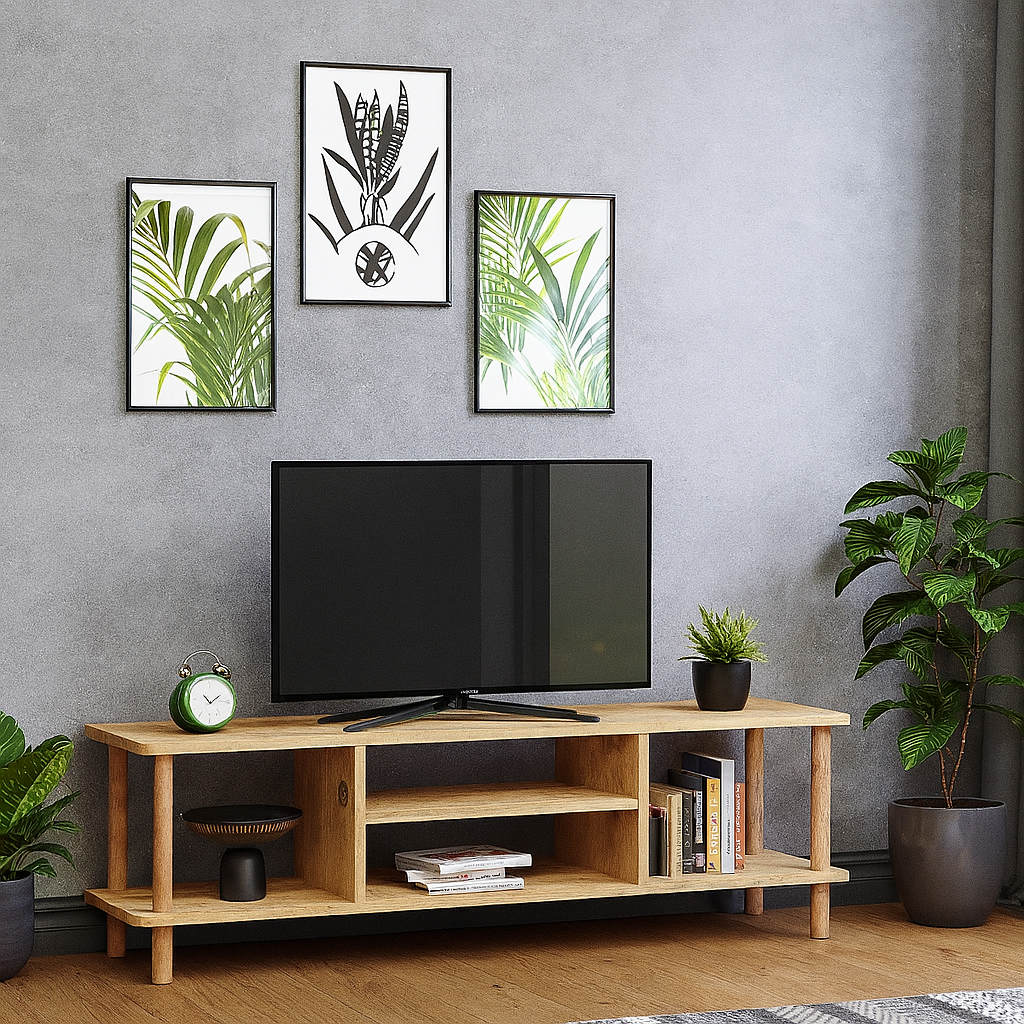 Comoda TV cu rafturi 120 cm — Confort Practic Pentru Casa Ta