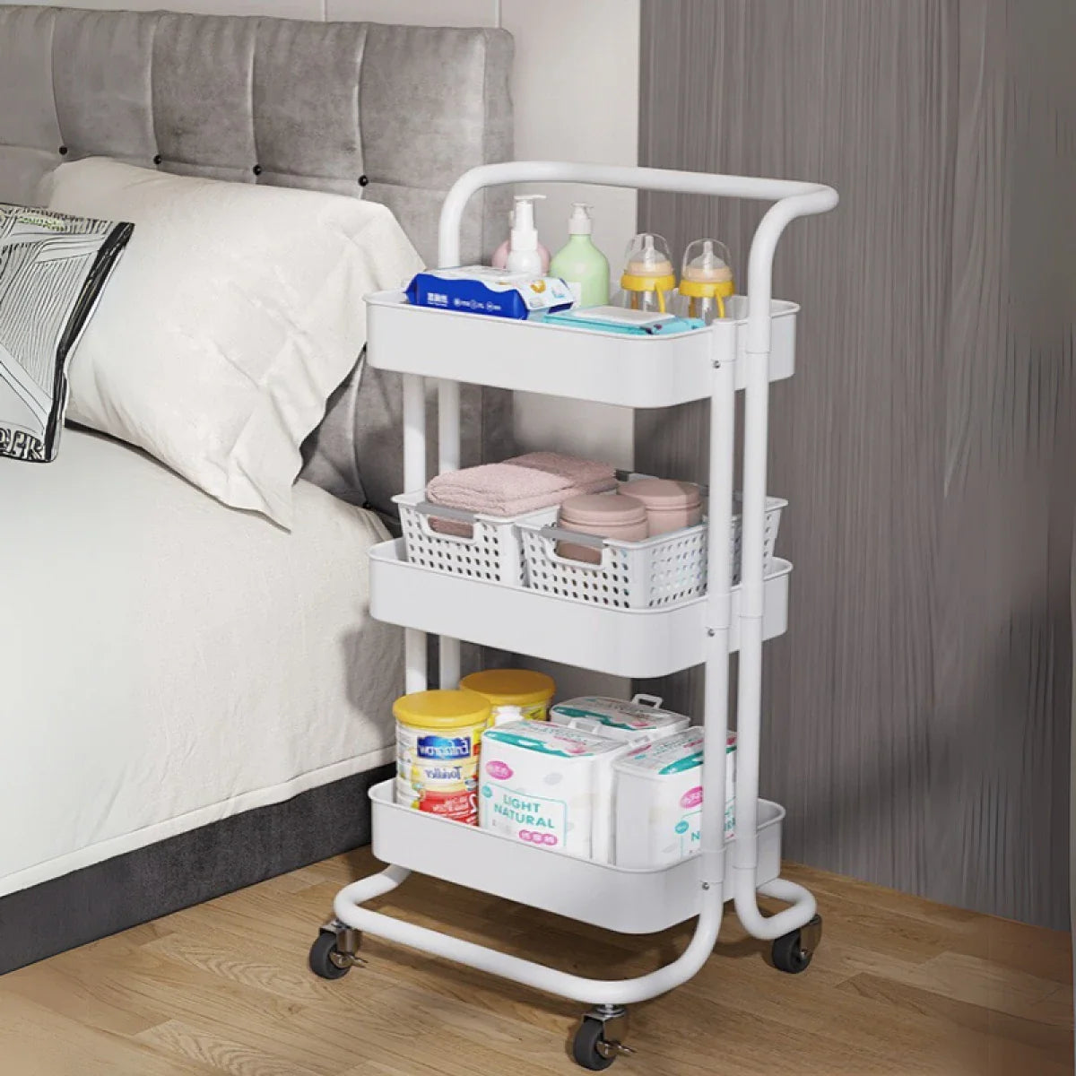 Raft portabil cu 3 nivele – cu cosuri metalice si — Confort Practic Pentru Casa Ta