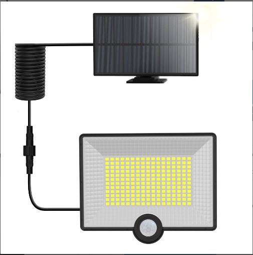 Proiector LED Solar 40W cu Senzor de Mișcare, 204 LED-uri, Panou Solar și Protecție IP65, CLS-IL006