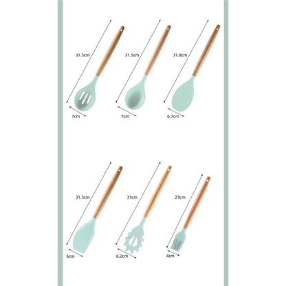 Set Ustensile Bucătărie din Silicon cu Suport, 12 Piese, A-181-2