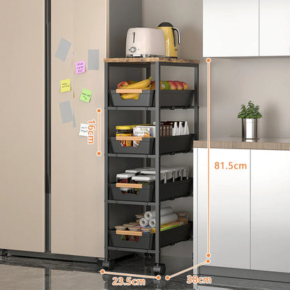 Suport slim portabil cu 5 nivele 38x 23.5 x 81.5 — Mai Mult Confort în Bucătărie
