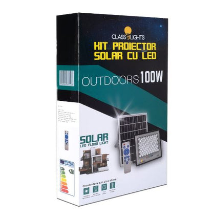 Proiector Solar LED 100W, Kit Complet cu Panou Solar Monocristalin si Protectie IP67, EAZ-IL021