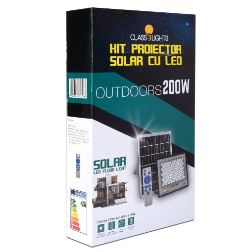 Proiector Solar LED 200W cu Panou Monocristalin, Telecomandă și Protecție IP67, EAZ-IL022