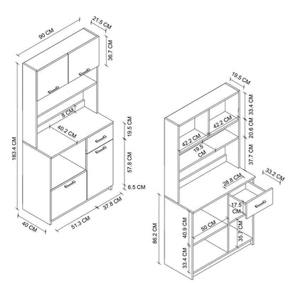 Dulap Aybuke multifunctional cu 4 usi si sertar mobilier bucatarie — Mai Mult Confort în Bucătărie