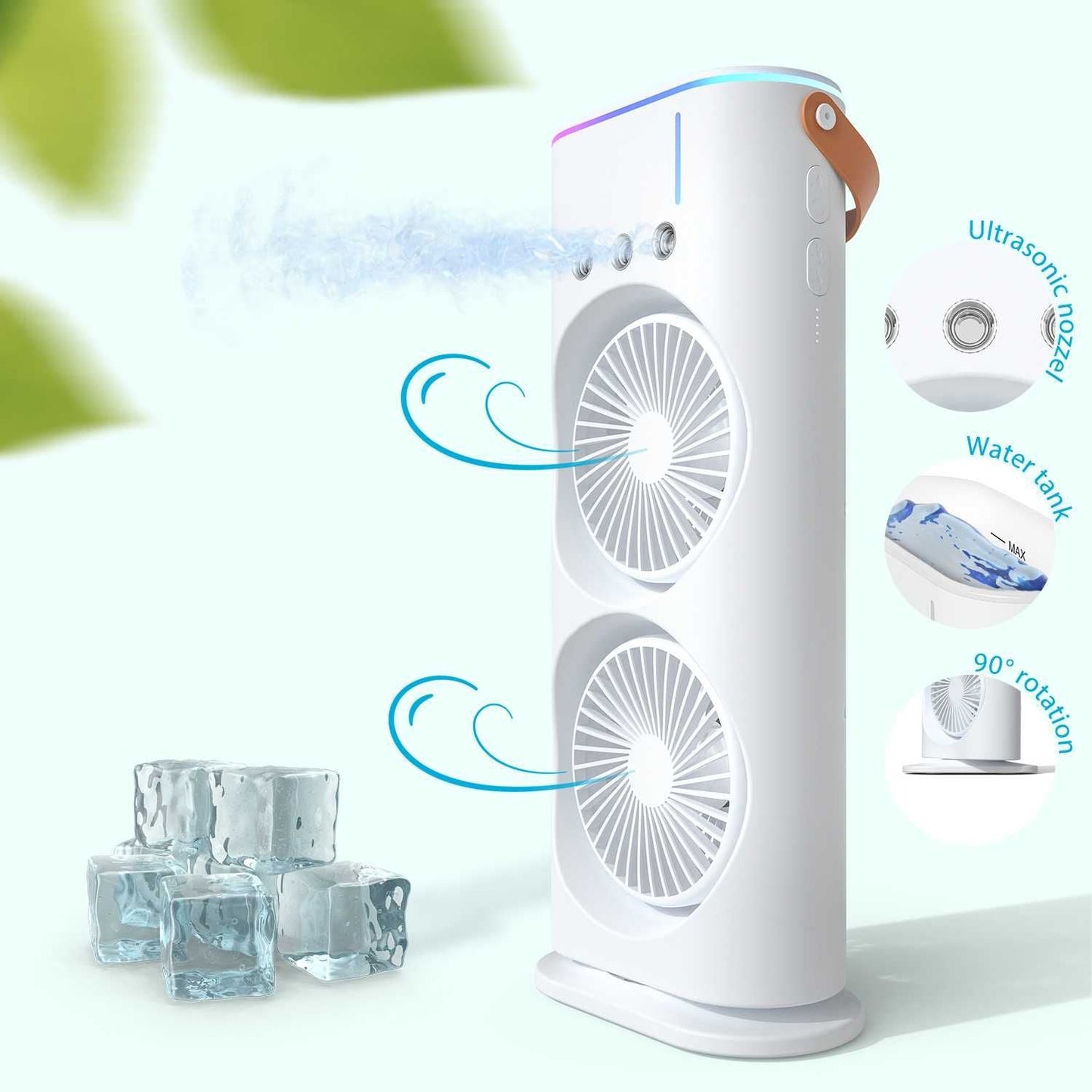 Ventilator portabil de birou cu umidificare prin pulverizare si telecomanda — Utilitate Smart Zi