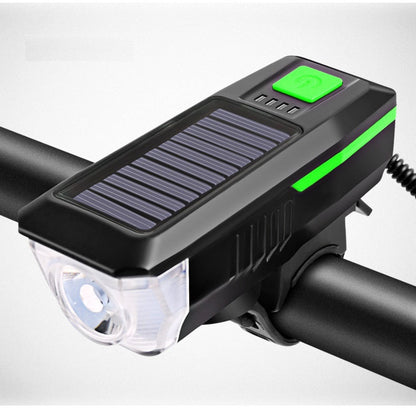 Far LED cu incarcare solara si claxon pentru bicicleta/trotineta — Confort și Siguranță la Drum