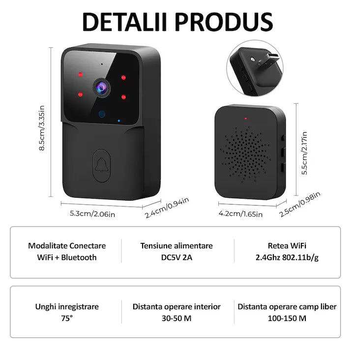 Sonerie Wireless cu Camera Video HD 720p si Vedere Nocturna, A-147-18