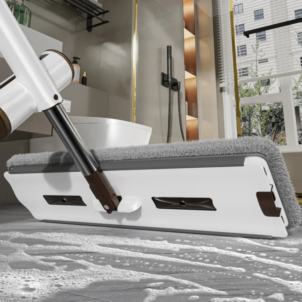 Set mop rotativ cu 2 lavete microfibra si lighean pliabil — Confort Practic Pentru Casa Ta