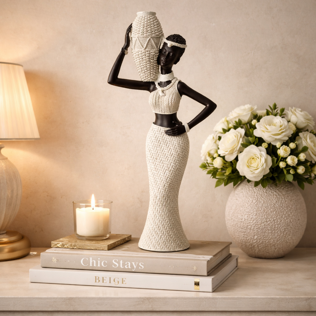 Decorativa femeie africana cu vas — Confort Practic Pentru Casa Ta
