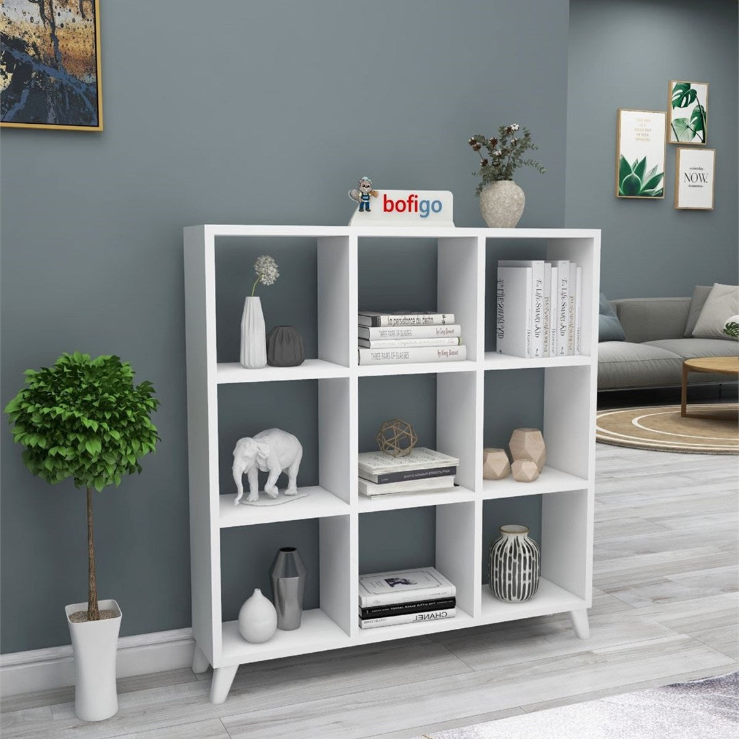 Biblioteca Cub cu 9 compartimente si rafturi etajera carti 100 — Confort Practic Pentru Casa Ta