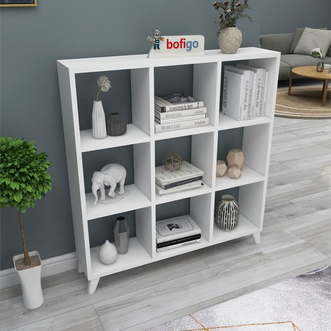 Biblioteca Cub cu 9 compartimente si rafturi etajera carti 100 — Confort Practic Pentru Casa Ta