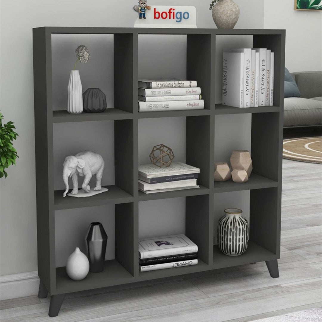 Biblioteca Cub cu 9 compartimente si rafturi etajera carti 100 — Confort Practic Pentru Casa Ta