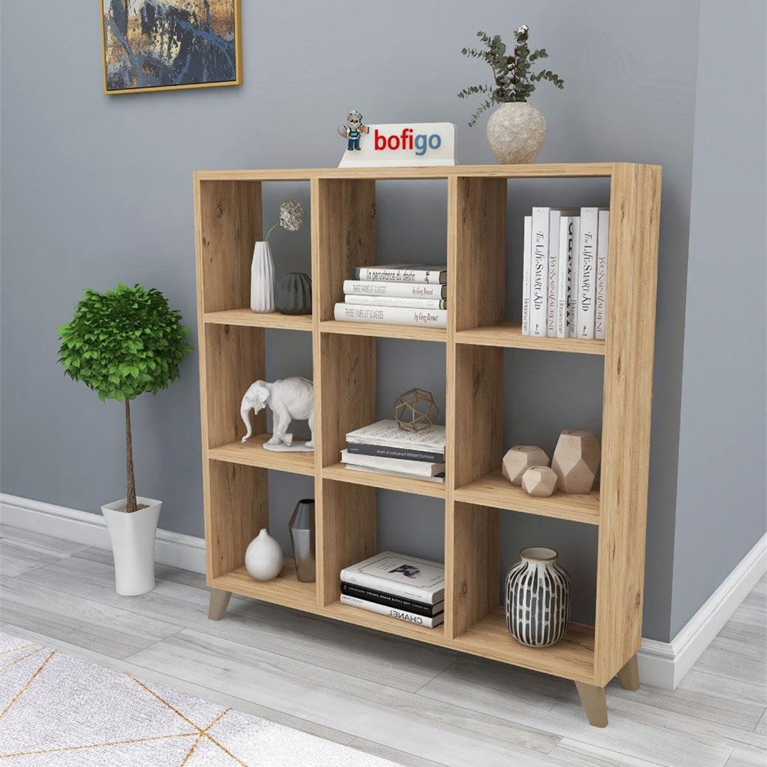Biblioteca Cub cu 9 compartimente si rafturi etajera carti 100 — Confort Practic Pentru Casa Ta