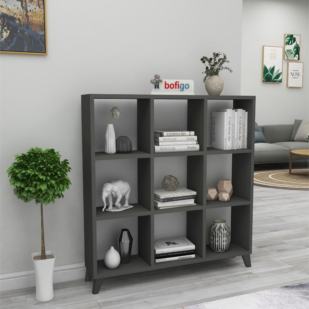 Biblioteca Cub cu 9 compartimente si rafturi etajera carti 100 — Confort Practic Pentru Casa Ta