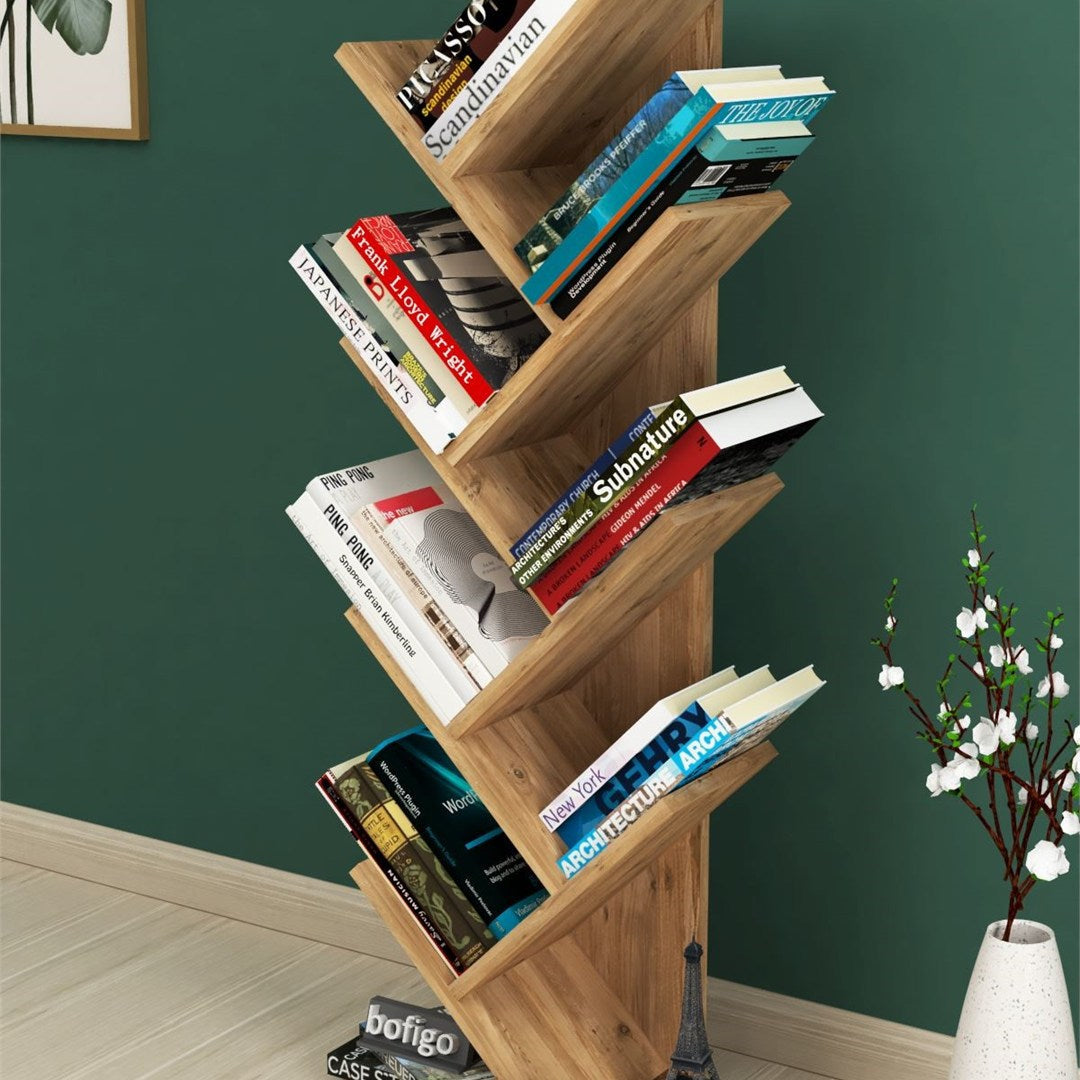 Biblioteca Copac cu rafturi decorative etajera living 60 x 170 — Confort Practic Pentru Casa Ta
