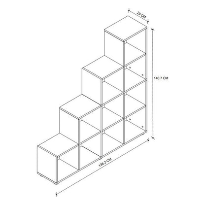 Biblioteca scara cu 10 rafturi etajera carti 80 x 170 — Confort Practic Pentru Casa Ta