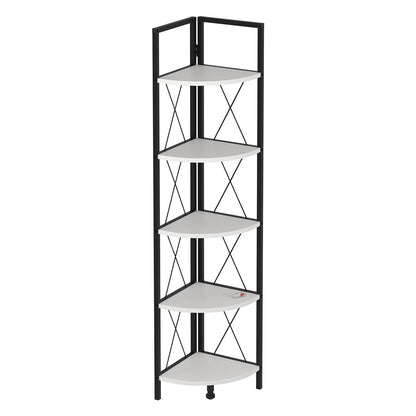 Biblioteca metalica de colt cu 5 rafturi etajera colt 30 — Confort Practic Pentru Casa Ta