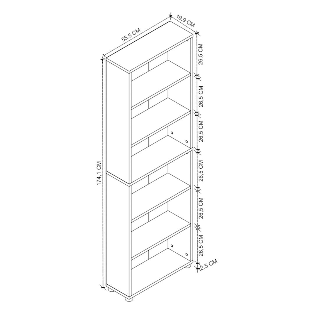 Biblioteca cu 6 rafturi din PAL etajera carti 60 x — Confort Practic Pentru Casa Ta