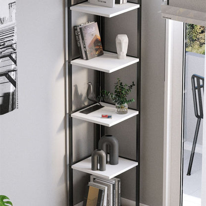 Biblioteca de colt Selanik cu 5 nivele etajera colt 60 — Confort Practic Pentru Casa Ta