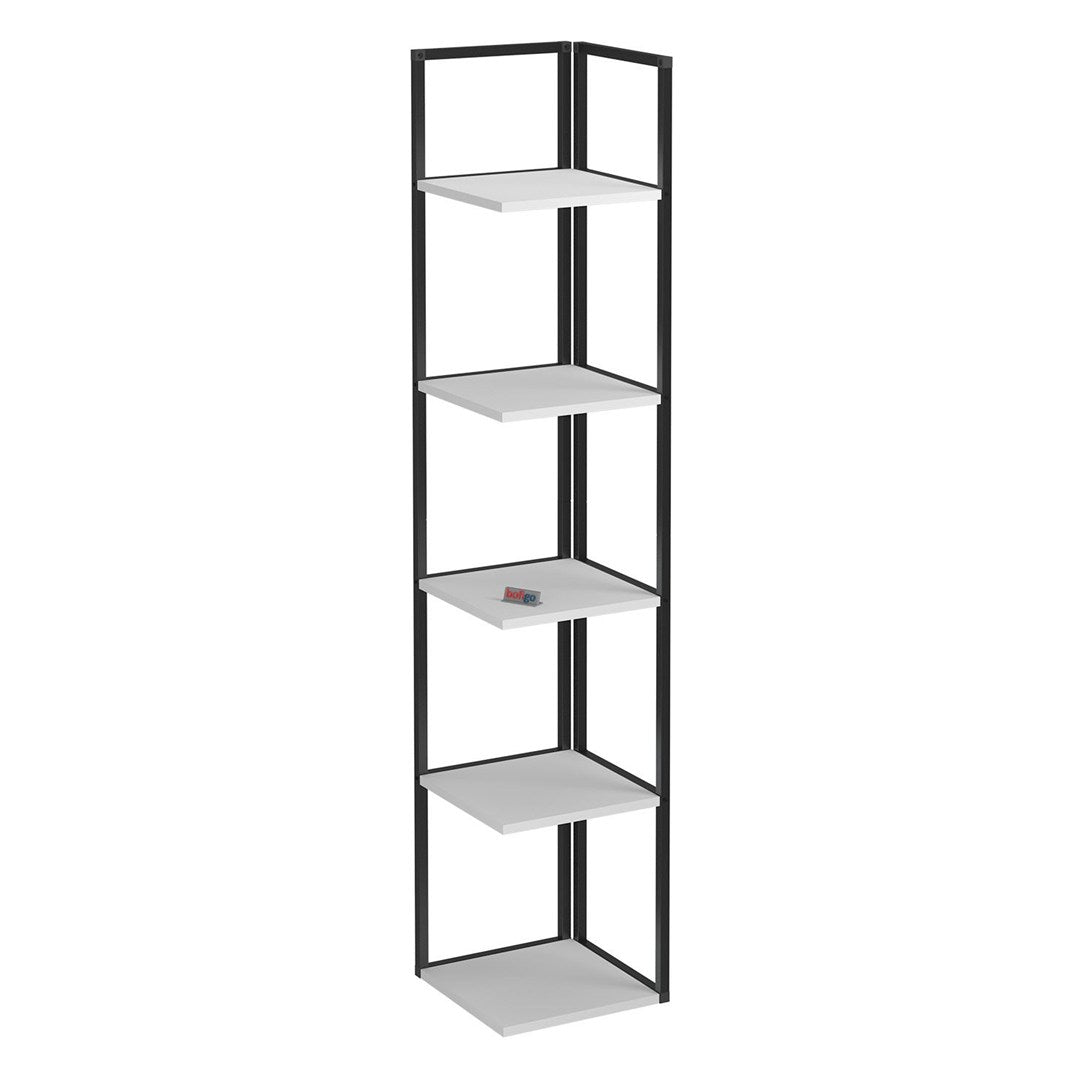 Biblioteca de colt Selanik cu 5 nivele etajera colt 60 — Confort Practic Pentru Casa Ta