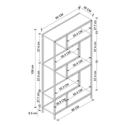Biblioteca Larissa clasica cu rafturi multiple etajera carti 80 x — Confort Practic Pentru Casa Ta