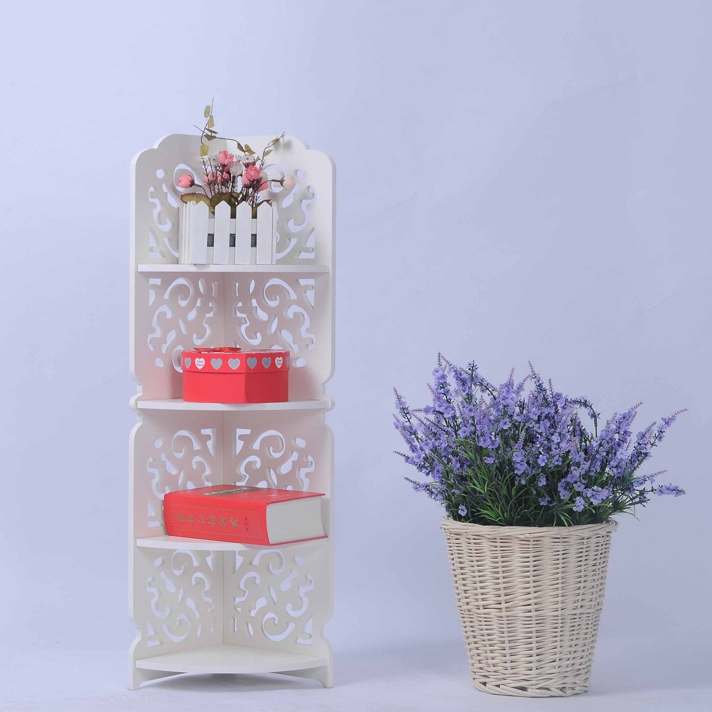 Etajera de colt decorativa cu 4 polite — Confort Practic Pentru Casa Ta