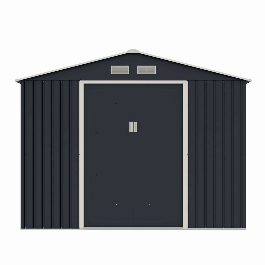 Casuta/magazie de gradina metalica Archer-Plus-E gri/bej 277x322x213 cm