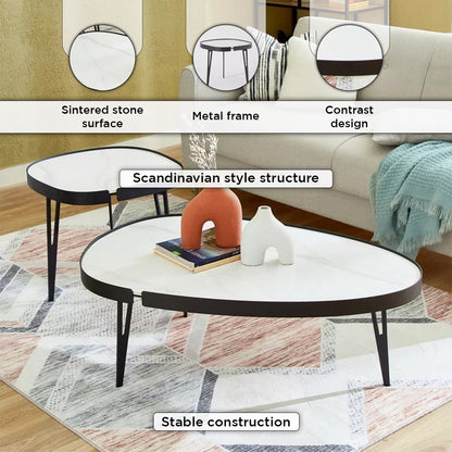 Set 2 Masute de Cafea Moderne din Piatra Sinterizata — Confort Practic Pentru Casa Ta